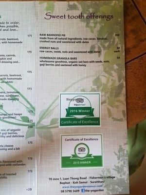 dessert  at The Yogarden in Koh Samui