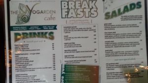 menu at The Yogarden in Koh Samui