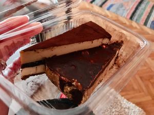 Raw slices of cake at Vega in Skopje