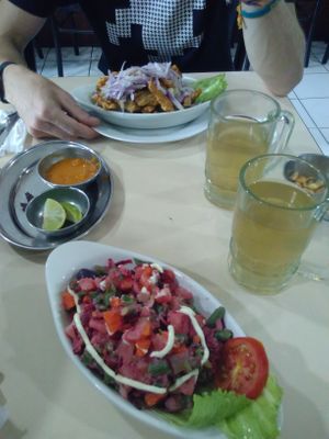 Ensalada rusa (without the mayonaise toping is vegan) at Los Frutales in Lima