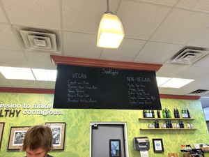Menu board  at Bay Naturals Healthy Market & Kitchen in Myrtle Beach