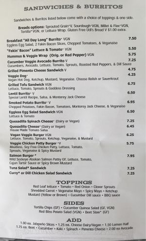 Menu pg 3 at Bay Naturals Healthy Market & Kitchen in Myrtle Beach