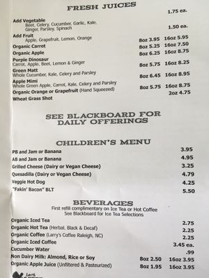 Menu pg 4 at Bay Naturals Healthy Market & Kitchen in Myrtle Beach