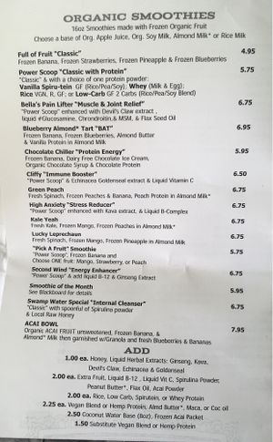 Menu pg 5 at Bay Naturals Healthy Market & Kitchen in Myrtle Beach