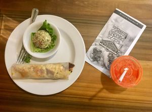 Breakfast All Day Long Burrito with GF Coconut Wrap & Cucumber Quinoa Salad at Bay Naturals Healthy Market & Kitchen in Myrtle Beach