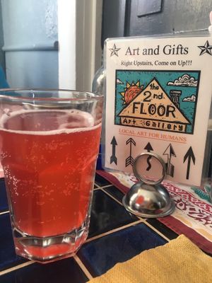 Raspberry lavendar kombucha- a little vinegar-y tasting for those of you who are sensitive, but it was yummy! at Nelli Rae's Kitchen in Revere