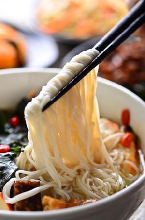 Noodle soup at Guangcheng Vegetarian in Hsinchu