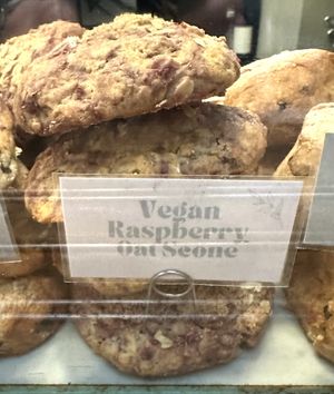 Vegan raspberry oat scone   at Olympia Coffee Roasting in Seattle