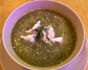 Cold sorrel soup- delicious  at Chwast Food in Warsaw