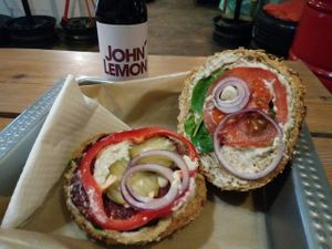 beetroot burger with horseradish sauce at Chwast Food in Warsaw