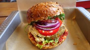 Broadbean burger at Chwast Food in Warsaw