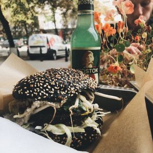 Spinach Burger at Chwast Food in Warsaw