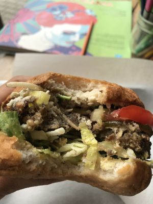 Mushroom burger, gluten free bun at Chwast Food in Warsaw