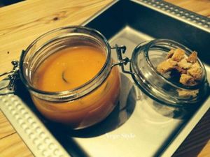 pumpkin-ginger soup at Chwast Food in Warsaw