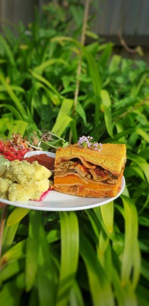 Vegan lasagne  at The Herb Centre Cafe in Christchurch