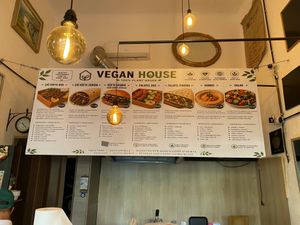 Menu with plant based meat   at Vegan House in Milano