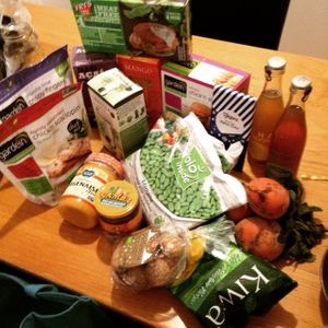 All the goodies! Lots of Gardein, kombucha, organic edamame, frozen smoothie packs, chipotle mayo! at Veganz - Leipzig in Leipzig