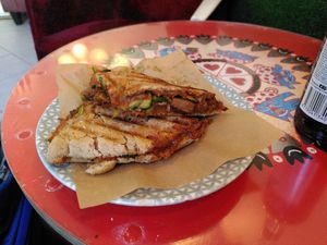 Pulled jackfruit sandwich at KIRAS - Totoriu 7 in Vilnius