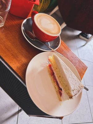 sponge-style cake filled with cream and berries at KIRAS - Totoriu 7 in Vilnius