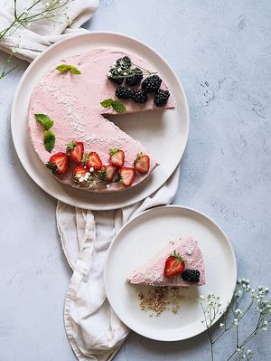 Strawberry Lemon Pie from 'Vegan Desserts' class at Roni's Kitchen in Calgary