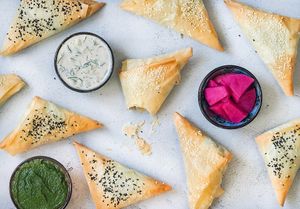 Almond Feta & Spinach Burekas from 'Cooking a Mediterranean Feast' class at Roni's Kitchen in Calgary