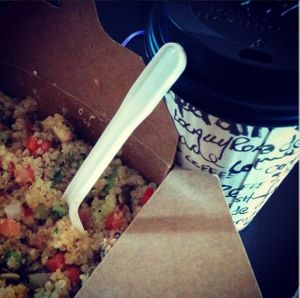 Quinoa bowl and coconut latte. Yum! at gd2go in North Bay