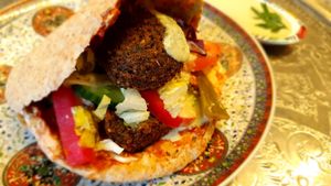Sandwich Falafel Ta'ameya. Fava beans, Egyptian style. at Falafel Masters in Eindhoven