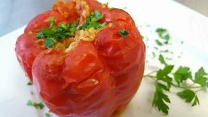 Weekend dish. Filled red Paprika. All vegan. at Falafel Masters in Eindhoven