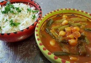 Weeken dish, Green beans with Arabic rice at Falafel Masters in Eindhoven