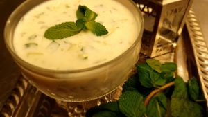 Fresh cucumber salad with FM twist. at Falafel Masters in Eindhoven