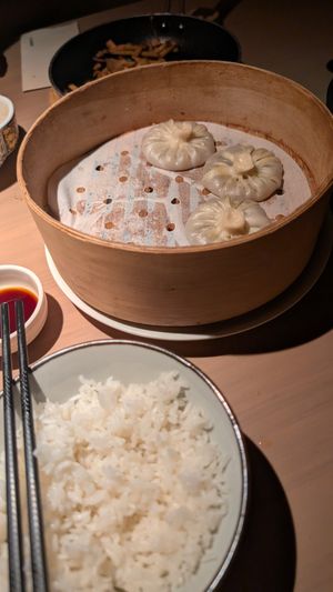 Porcini Soup Dumplings at Qingchun Pumen (New World Dontai Li Shop) in Shanghai