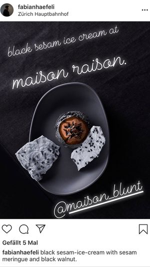 black sesam ice cream at Maison Blunt in Zurich