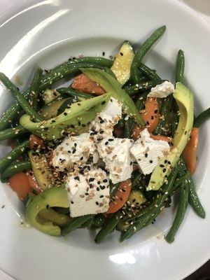 vegetable salad with vegan ricotta at Maison Blunt in Zurich