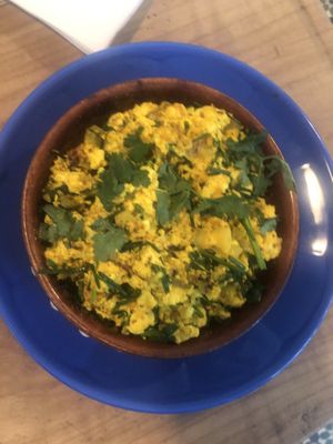 Vegan egg dish at Maison Blunt in Zurich