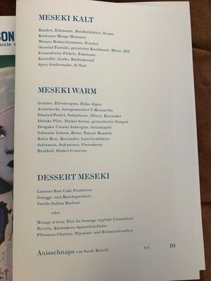 Meseki menu at Maison Blunt in Zurich