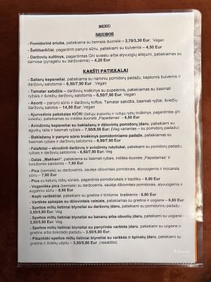 Menu (March 2024)  at Ajurvedine Virtuve in Vilnius