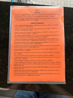 Menu (June 2024)  at Ajurvedine Virtuve in Vilnius