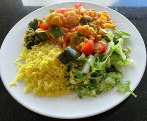 Daržovių ir avinžirnių troškinys (Vegetable and chickpea stew) - a little curry taste  at Ajurvedine Virtuve in Vilnius