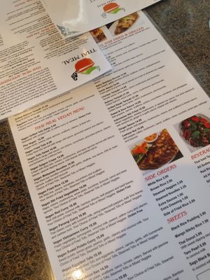 Entire portion of the menu is dedicated to vegan options. at Thai Meal in Plantation