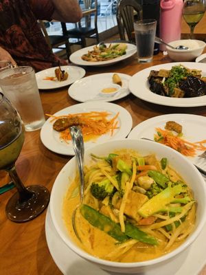 Red curry with tofu & vegetables + eggplant & tofu 😋   at Thai Meal in Plantation