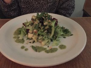 Melon, Blueberry Salad with Basil Vinaigrette Dressing at Black Bear Cafe in Belfast