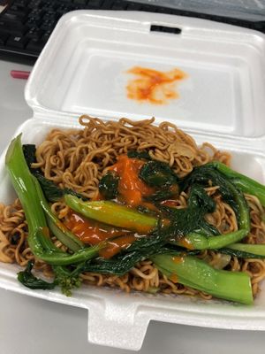 Fried noodles with veggie at Affinity Vegetarian in Kowloon