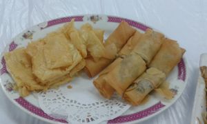 Bean curd sheets & spring rolls at Ching Chung Koon 青松觀 in New Territories