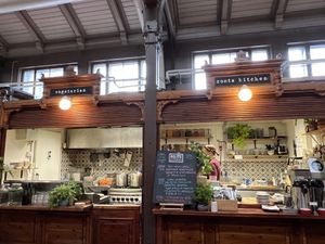 The restaurant stall. There’s a seating area right across from it.   at Roots Kitchen in Turku