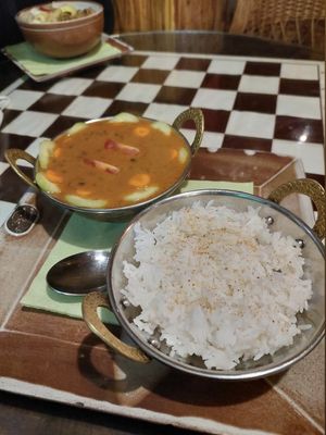 Vegan daal and rice at The Kathmandu Nepali Restaurant in Olomouc