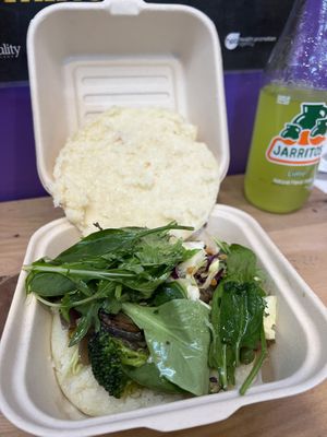 Veganised Arepa with its top off 😮  at Caribe Latin Kitchen in Queenstown