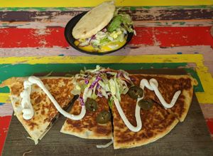 Mushroom quesadilla and domino arepa at Caribe Latin Kitchen in Queenstown