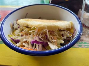 Arepa Domino - beans and vegan cheese  at Caribe Latin Kitchen in Queenstown