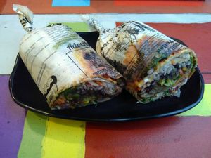 Tasty vegan burrito for $13.50 at Caribe Latin Kitchen in Queenstown
