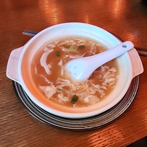 Like an egg drop soup with tofu, cabbage at Kin Long in Malmo